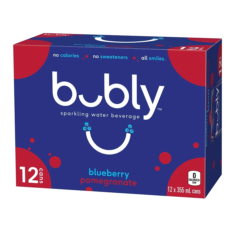 Bubly Blueberry Pomegranate Sparkling Water 12 x355 mL, Cans, 12 x355 mL