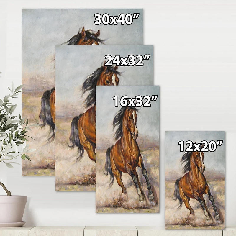 Designart Peinture d'un cheval dans la course Art mural sur toile