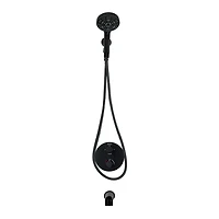 Thermostatique valve ronde, déviateur 4 voies avec douchette 8 réglages, bec de bain à glissement 1/2 po ou simultanément et avec arrêt.