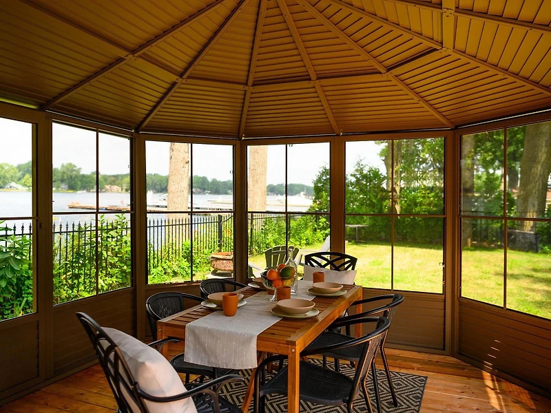 Gazebo Penguin Florence Solarium Metal Roof 12 ft. x 15 ft. in Sand