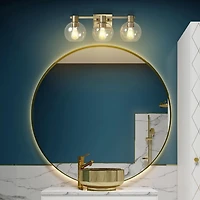 24" 3-Light Matte Brass Vanity Light with Clear Glass Shades<br>