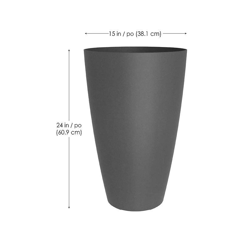 TierraVerde Madison Jardinière Lisse Charbon 24"H