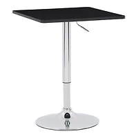 CorLiving Maya Square Engineered Wood Top Adjustable Height Swivel Bar Table with Metal Pedestal Base, Chrome/Black