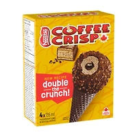 Cornets, dessert glacé au café avec centre au fondant et pépite chocolatée, dans un riche enrobage chocolaté aux gaufrettes croustillantes, cornet gaufre au chocolat, confectionnés au Canada 540 mL