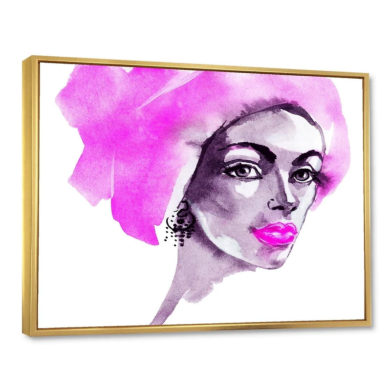 Designart Afro American Woman Fashion Portrait FLOAT FRAME WALL ART