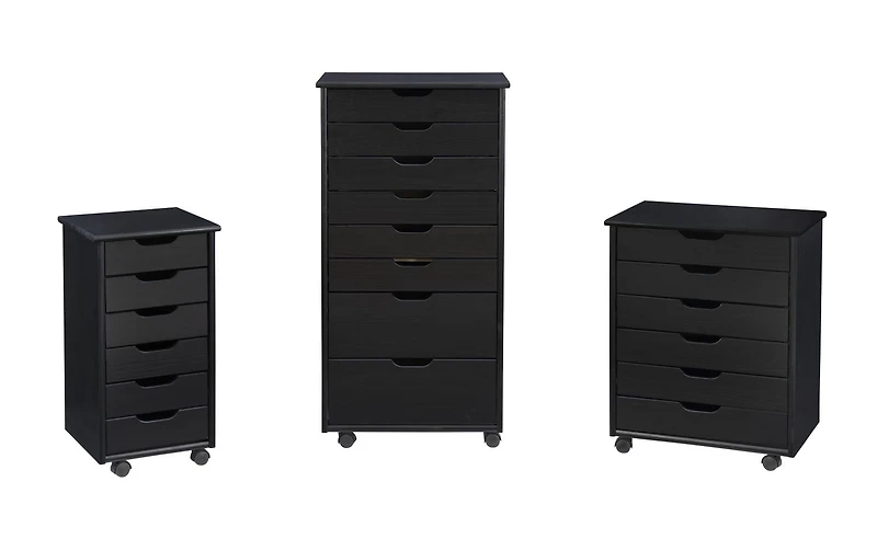 Craydon Eight-Drawer Rolling Storage Cart, Black