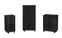 Craydon Eight-Drawer Rolling Storage Cart, Black