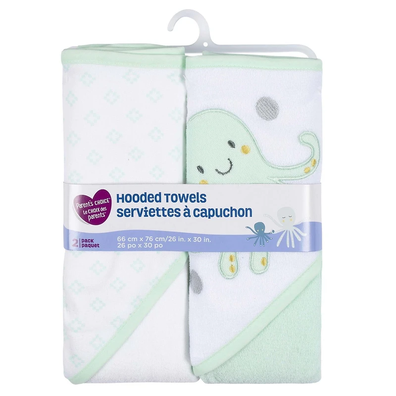 Serviettes à capuchon Le choix du parent, neutre Paq. de 2, 26 x 30 po