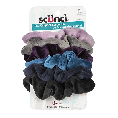 6 Pack Velour Scrunchie, Scrunchie