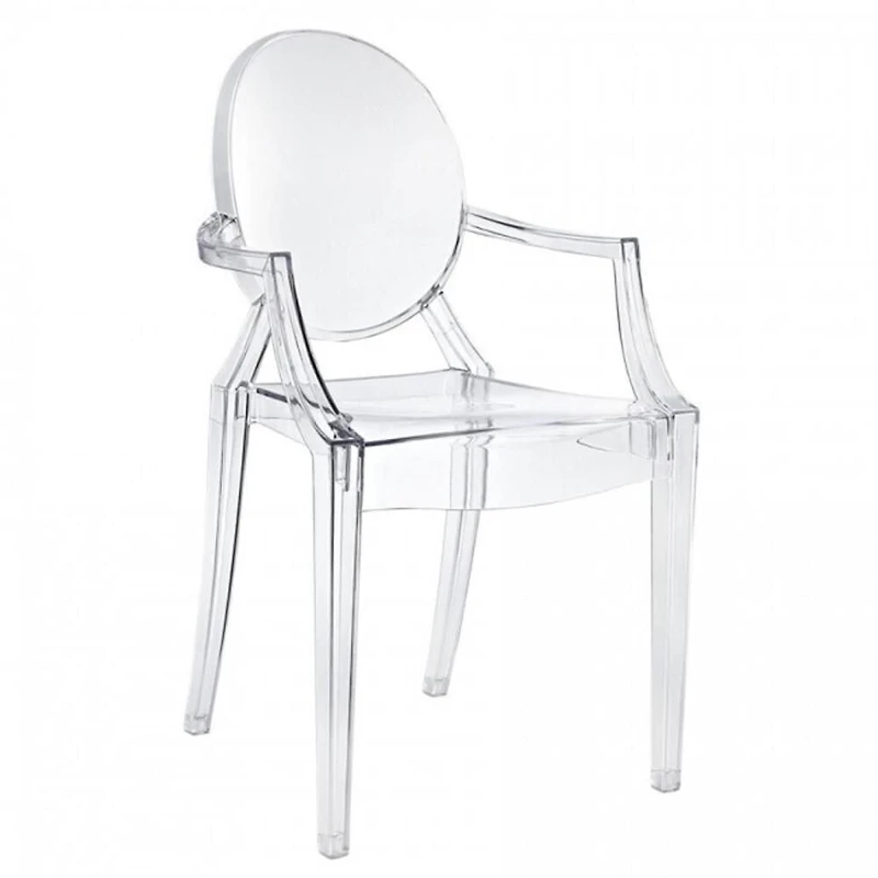Heavenly Collections Modern Acrylic Dining Armchair, Set of 2, Clear, Ghost Style