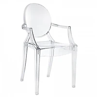 Heavenly Collections Modern Acrylic Dining Armchair, Set of 2, Clear, Ghost Style