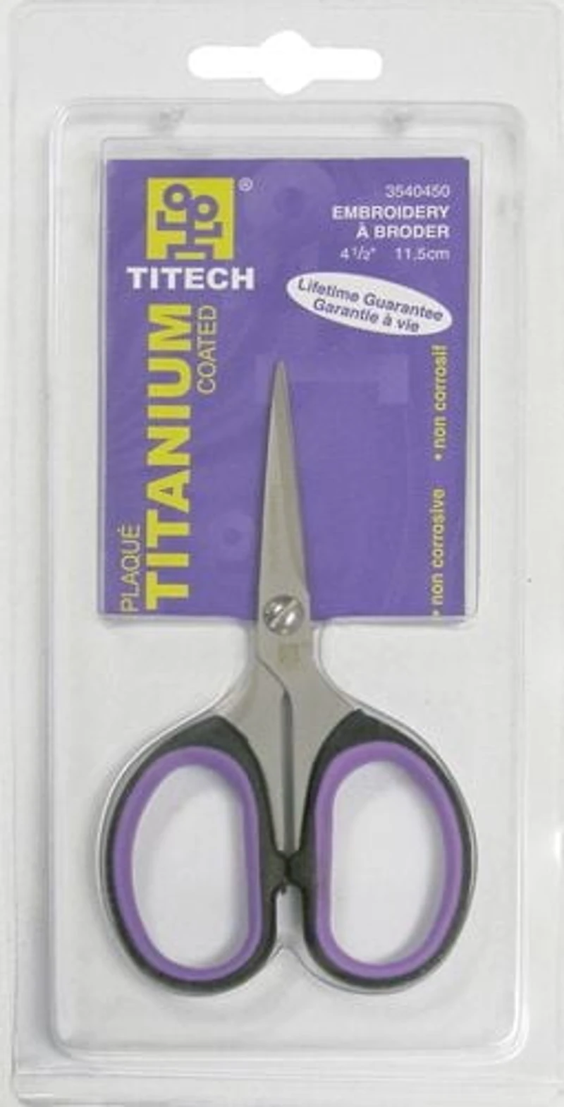 TITECH Embroidery Scissors, Titanium Finish, 4½″ (11.4 cm), 4 1/2"