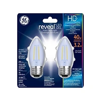 General Electric 3W HD+ LED BM Reveal Light Bulb