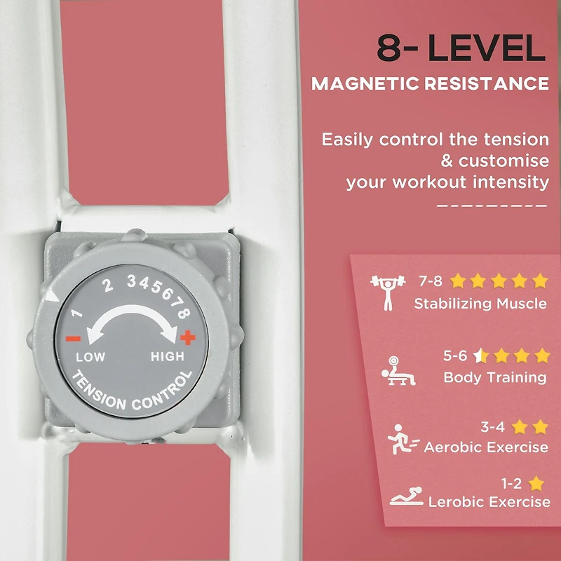 Soozier Foldable Exercise Bike with 8-Level Magnetic Resistance, Pink