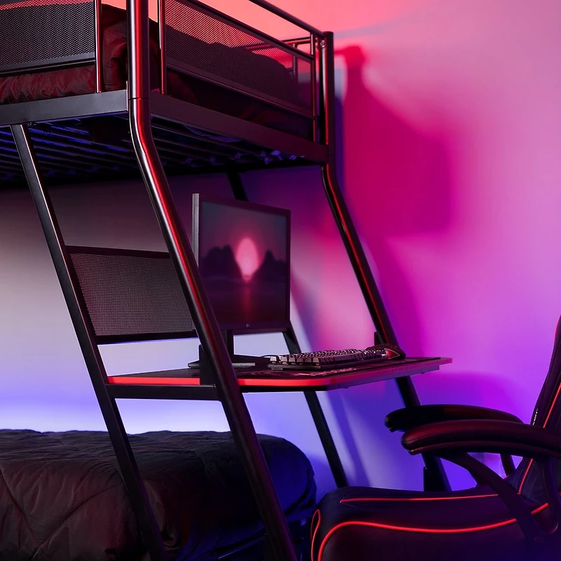 X Rocker Lit superposé Armada Twin over Twin Gaming avec bureau de jeu intégré, noir, Twin/Twin