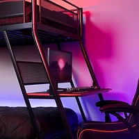 X Rocker Lit superposé Armada Twin over Twin Gaming avec bureau de jeu intégré, noir, Twin/Twin