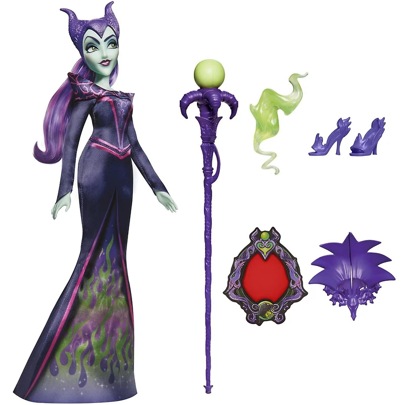 Disney Villains, poupée mannequin Maléfique, accessoires et tenue amovible, jouet Disney Villains pour enfants, à partir de 5 ans