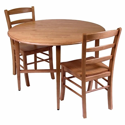 Winsome Hannah 3-Piece Dining Set, Drop Leaf Table with 2 Ladder Back Chairs - 34342