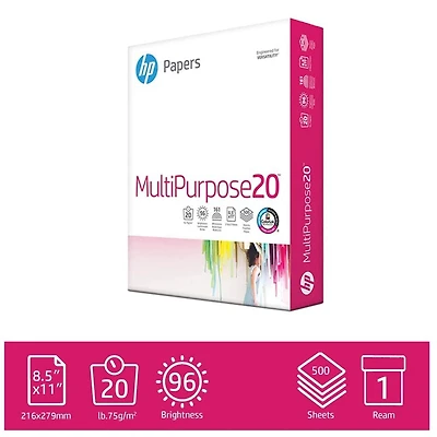 Papier pour imprimante HP Multipuprose20 8.5" x 11", 20lb, 1 rame