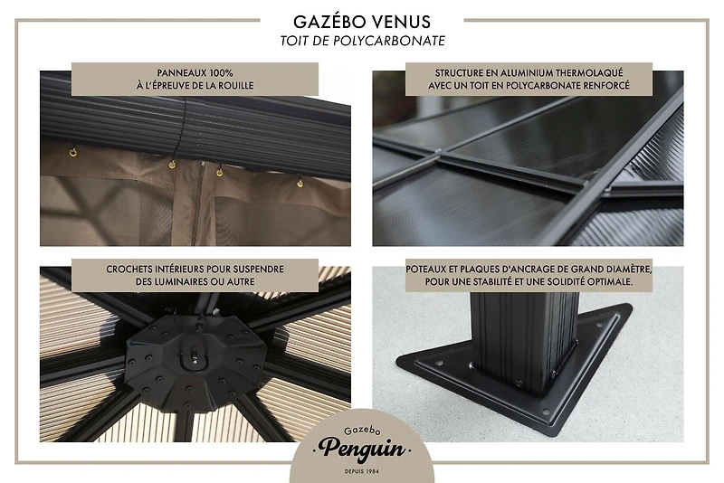 Venus Gazebo 12 pi. x 14 pi. en Brun
