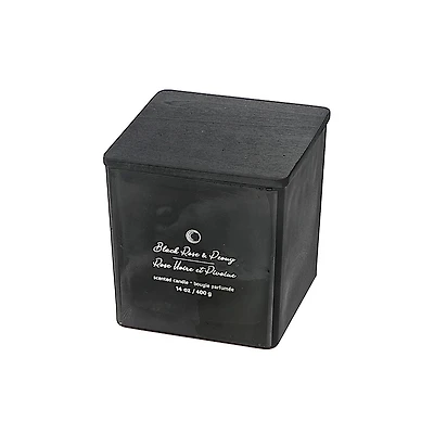 14Oz High Gloss 2 Wick Square Candle Black Rose & Peony