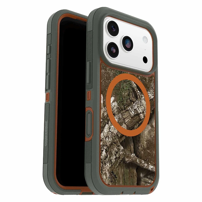 OtterBox Étui Defender Pro XT Clear MagSafe avec Contrôle de la CaméraRealtree Apx (Vert) pour iPhone 17 Pro