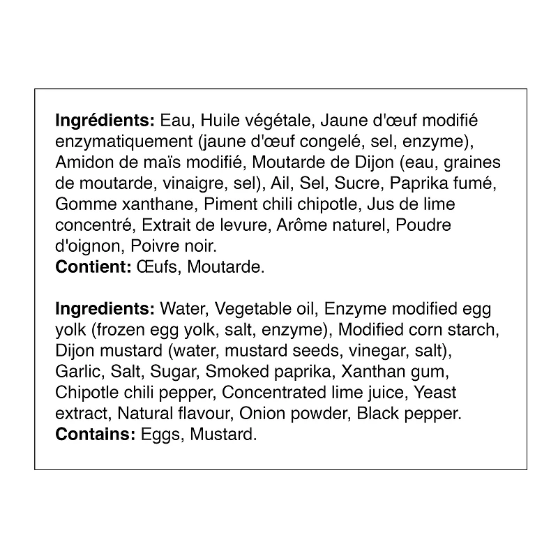 Sauce à fondue et trempette Aïoli Chipotle 25 % moins de sel Canton