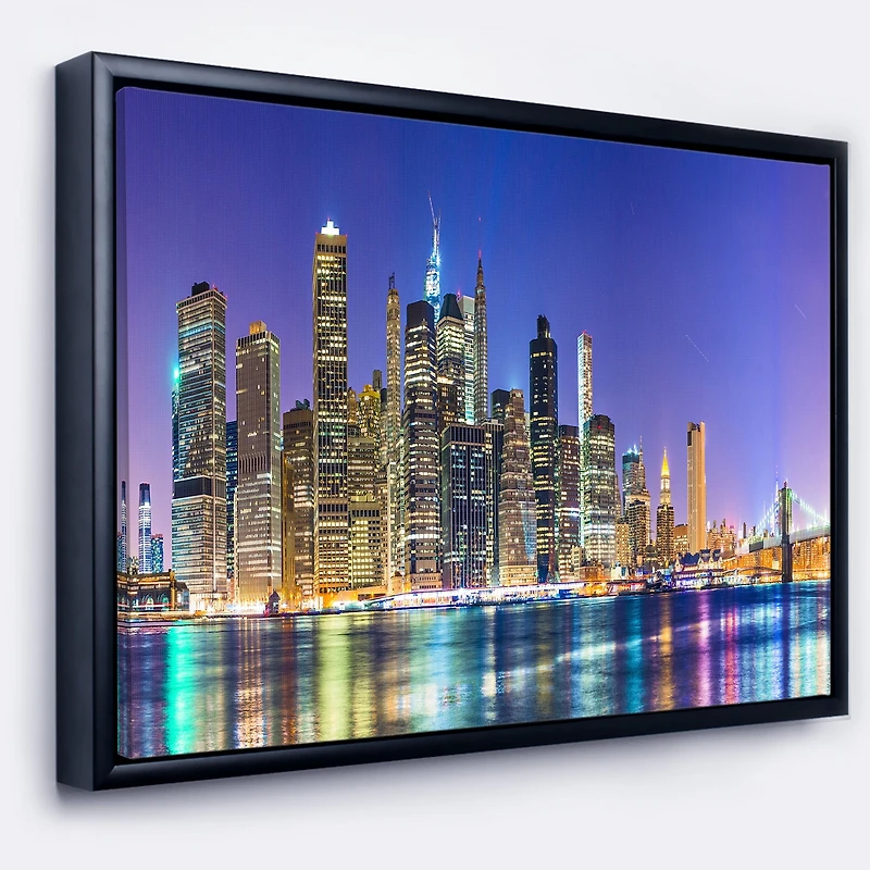 Design Art New York Cityscape Panorama Framed Canvas Art Print