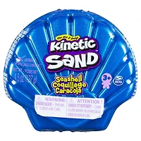 Kinetic Sand, Moule Coquillage contenant 127 g de sable bleu fluo et de sable de plage Kinetic Sand, pour les enfants à partir de 3 ans