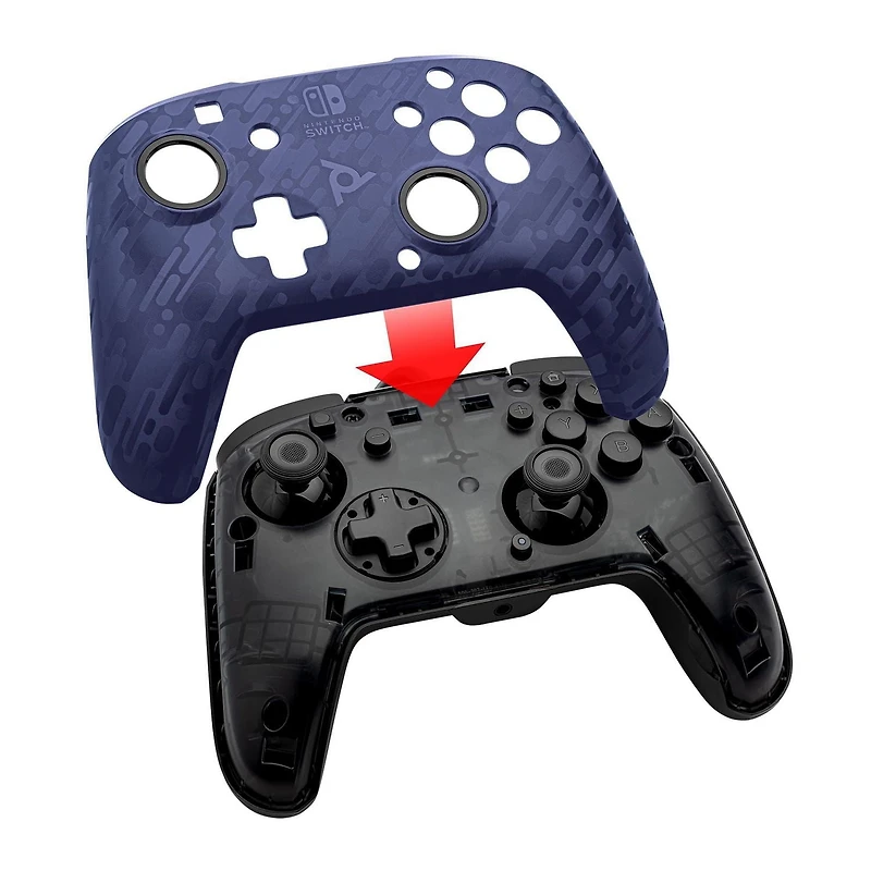 Faceoff™ Deluxe+ Audio Wired Controller: Blue Camo, Nintendo Switch