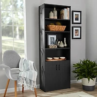 Mainstays Traditional 5 Shelf Bookcase with Doors, Bookcase