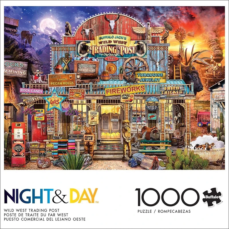 Buffalo Games - Le puzzle Night & Day - Wild West Trading Post - en 1000 pièces