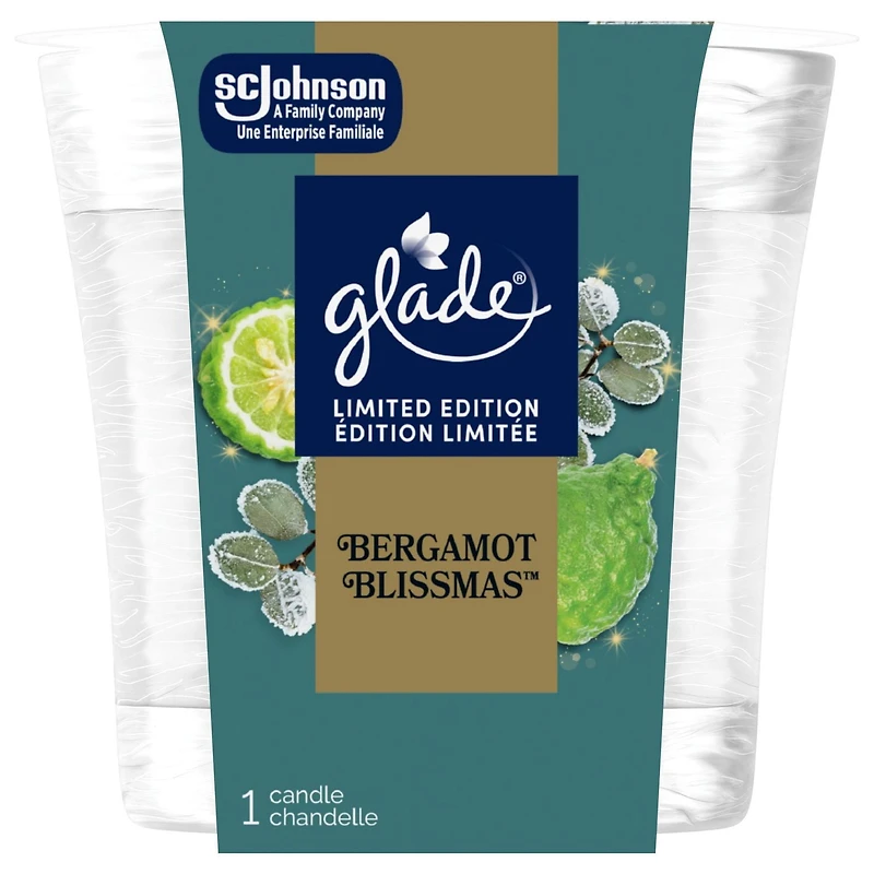 Glade® Scented Candle Air Freshener, Bergamot Blissmas™, 1-Wick Candle