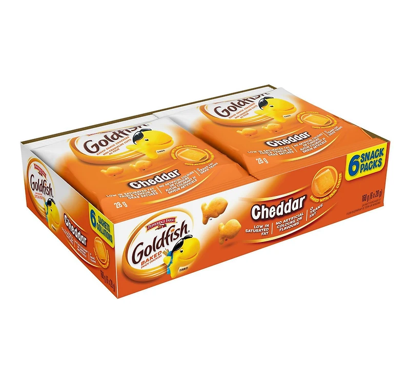 Goldfish® Cheddar Crackers Snack Packs, 6 x 28g Snack Packs, Cheddar 6 x 28g