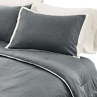 Better Homes & Gardens 3-Piece Soot Grey Linen Duvet Set, Adult King, Corner & side interior ties. Hidden Button Closure. Envelope Closure on Shams.