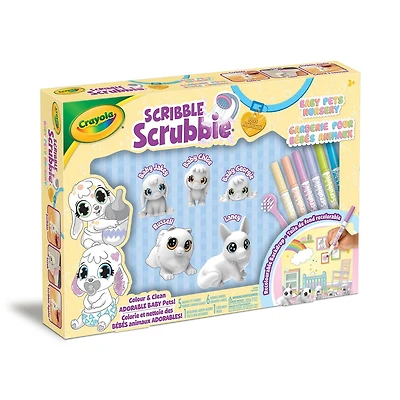 Ensemble de chambre à coucher pour bébés animaux Scribble Scrubbie de Crayola Fais la connaissance des bébés animaux