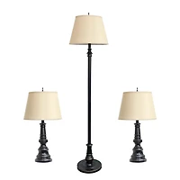 Ensemble de trois lampes Elegant Designs en bronze (2 lampes de table, 1 lampadaires)
