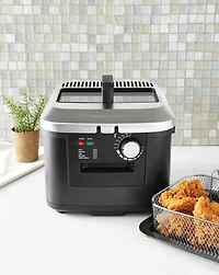 Mainstays 4L Deep Fryer, Stainless Steel Lid, Electric, New MS-202398CN, Black Matte