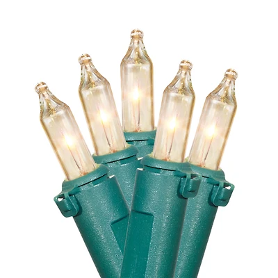 Mini guirlandes de Noël lumineuses dotées de 50 ampoules à incandescence de 9,9 pieds, transparentes, avec fil vert Holiday Time