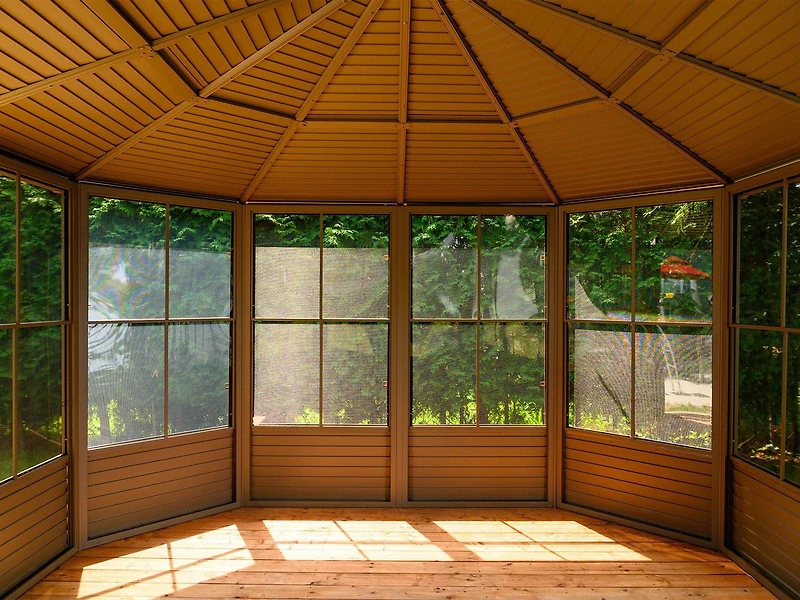 Gazebo Penguin Florence Solarium Metal Roof 12 ft. x 15 ft. in Sand