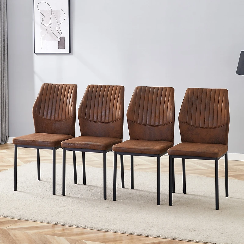 Noble House Chaise de luxe légère - Ensemble de 4 chaises de salle à manger confortables en tissu technique brun