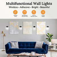 Bell + Howell Diamond Touch Ensemble de 3 Lumières Murales DEL Noires avec Télécommande et Modes de Couleur