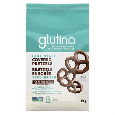 Glutino Gluten Free Fudge Covered Pretzels - No Artificial Colours or Flavours - No Egg Ingredients - Non-GMO Project Certified and Kosher - Certified Chocolate Covered Pretzels - 156 g (1 x 156 g)