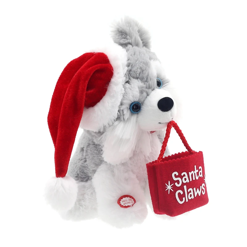 Holiday Time 8” Plush Holiday Puppy, Husky