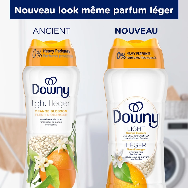 Perles rehausse-parfum pour lessive Downy Léger, parfum Fleur d’oranger, perles pour les tissus et la lessive, conçues pour être douces avec une légère dose de parfum, sans parfums prononcés