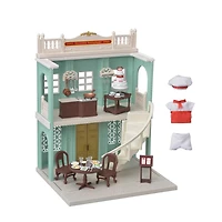 Town Series Delicious Restaurant Calico Critters, Ensemble de jeu de maison de poupée tendance avec meubles et accessoires