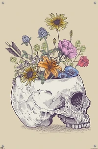 Rachel Caldwell - Flower Skull Wall Poster, 14.725" x 22.375" Framed