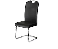 K-LIVING AMY 5PCS TABLE RONDE EN VERRE ET BASE CHROME AVEC SIÈGES EN PU NOIR