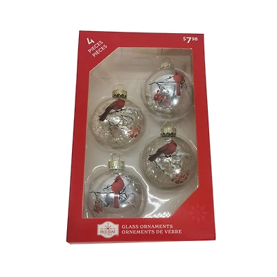 TEMPS DE VACANCES 65MM * 4CT ORNEMENT CARDINAL