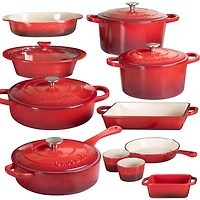 Crock-Pot Artisan Poêle à sauter profonde en fonte émaillée de 3,5 Qt avec couvercle, rouge écarlate, ronde